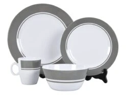 Bo-Camp Grijs 16-delig Serviesset -Buiten Kamperen melamineservies16dlggrijs ecommerce b465